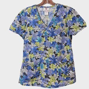 WHITE CROSS‎ Floral Scrub Top Size Size Small Multicolor Medical Uniform Nurses